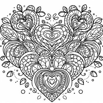 Preview of Coloring Page: Mandala Heart for Valentine Day