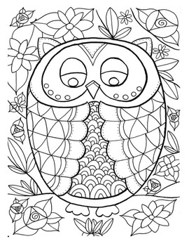 Coloring Page - Owl by Stacy Falcone | Teachers Pay Teachers