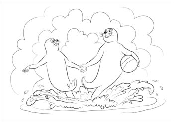 Preview of Coloring Page: TWO SEALS /ДВА ТЮЛЕНЯ