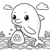 Coloring Page: The fish cleans his house - Earth Day