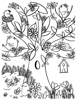 Simply Satisfying Large Print Coloring Book: Birds In The Trees by  Coloringship Studio
