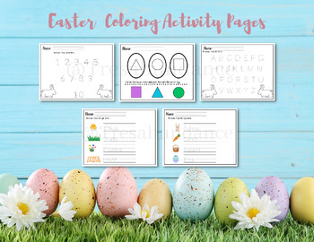 Preview of Coloring Page bundle, Coloring Book PDF, Tracing Worksheet, Easter printable