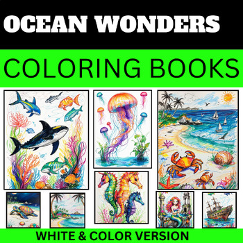 Preview of Coloring Page's |  Ocean Wonders Coloring Book's White and color Version