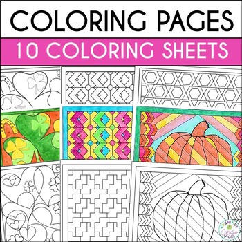 Preview of Coloring Sheets 1 Spring, Fall, Holiday Patterned Coloring Pages