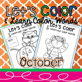 Coloring Pages with Color Words October