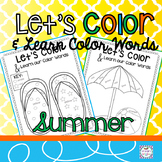 Summer Coloring Pages with Color Words