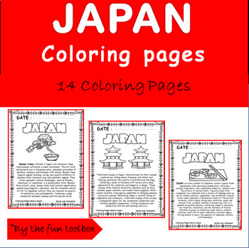 Preview of Coloring Pages About JAPAN:14Pages To Color,Read And Learn About JAPAN