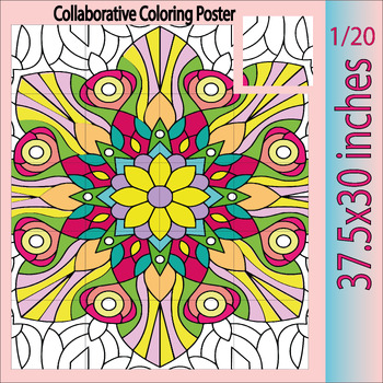 Preview of Coloring Pages : Adult Zentangle Collaborative Poster | For Adult & Kids mandala