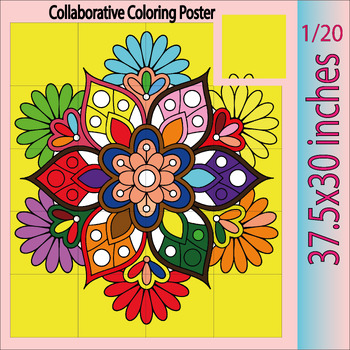 Preview of Coloring Pages : Adult Zentangle Collaborative Poster | For Adult & Kids mandala