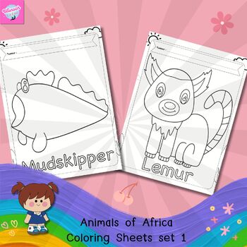 Preview of Coloring Pages Animals of Africa Set 1, Worksheet