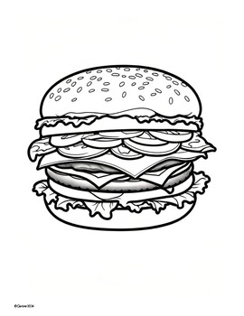 Preview of Coloring Pages Burger / Hamburger / Hamburger Day Art