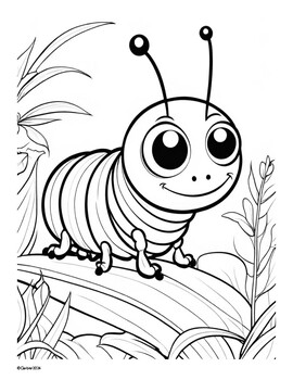 Preview of Coloring Pages Caterpillar / Metamorphosis / Spring Cute Art