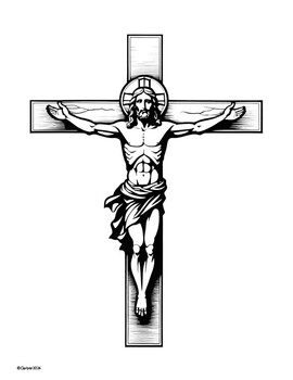 Preview of Coloring Pages Crucifix / Jesus Christian Iconography Easter Christianity