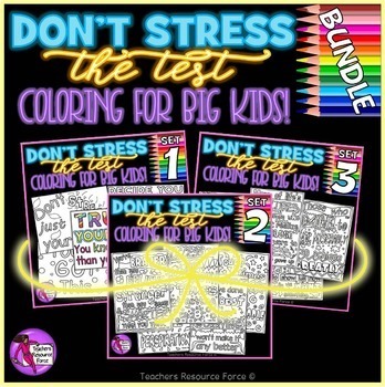 Preview of Stress Management Relief Inspirational Coloring Pages: Don't Stress The Test