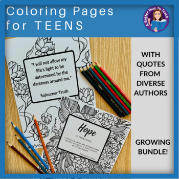 Preview of Coloring Pages For Teens With Quotes From Diverse Authors