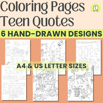 Preview of Teen Quotes SEL Social Emotional Learning Coloring Pages, Growth Mindset