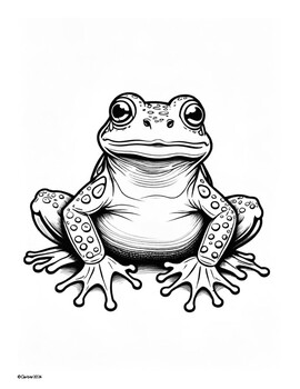 Preview of Coloring Pages Frog / Frogs / Amphibian Spring Cute Art