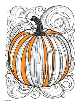 Preview of Coloring Pages Halloween Doodle Pumpkins Fall Holiday Art