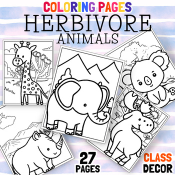 Preview of Coloring Pages Herbivore Animals Worksheets Printable | Coloring Book