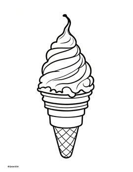Preview of Coloring Pages Ice Cream / Frozen Yogurt / Ice Cream Day Foods Art