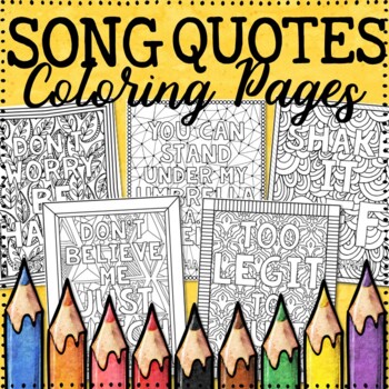 Preview of Growth Mindset Coloring Pages | Inspirational Coloring Pages | Song Quotes