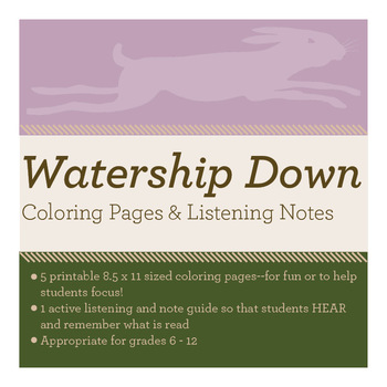 Preview of Watership Down Coloring Pages & Listening Notes