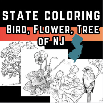 Preview of Coloring Pages: New Jersey State Flower, Bird, & Tree