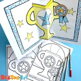 Coloring Pages - POP UP Trophy Card for Father's Day, BLAN