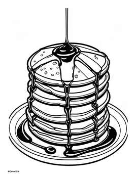 Preview of Coloring Pages Pancakes / Breakfast / Eggs / Pancake Day Foods Art