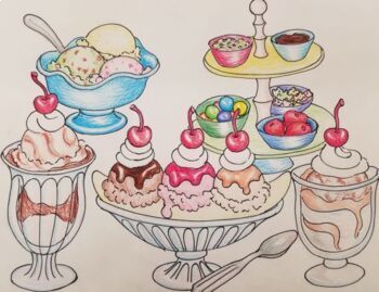 Preview of Coloring Pages, Pies, Cakes, and Ice Cream Sundaes