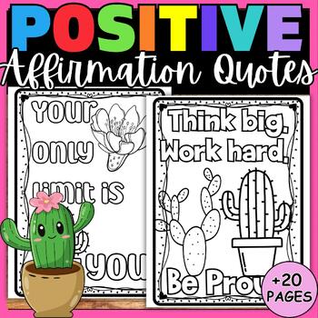 Preview of Positive Affirmation Coloring Pages Quotes SEL Growth Mindset Self-Talk Posters