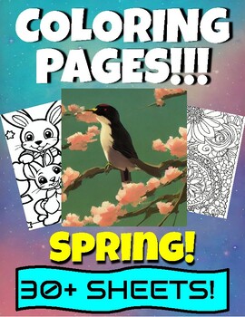 Preview of Coloring Pages Pre K Kindergarten 1st 2nd Grade  SPRING 25+ Pages Printable