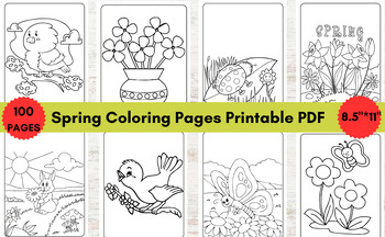 Preview of Spring Coloring Pages Printable PDF