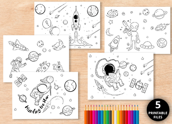 Preview of Coloring Pages Printable, space printable, Rockets Themed, Space Print -Kids