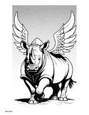 Coloring Pages Rhino Pegasus / Rhinoceros / Fantasy / Fair