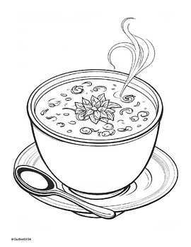 Preview of Coloring Pages Soup / Soups / Cooking / Stew / Chowder Soup Day Foods Art