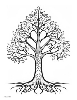 Preview of Coloring Pages Stylized Trees Arbor Day Earth Day Art