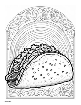 Preview of Coloring Pages Taco / Tacos / Taco day / Foods Culture Art
