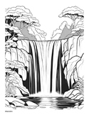 Coloring Pages Waterfalls / Fantasy Landscapes Summer Vacation