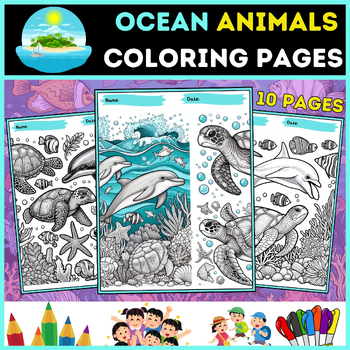 Preview of Coloring Pages activity:Ocean Animals Coloring Pages for Kids