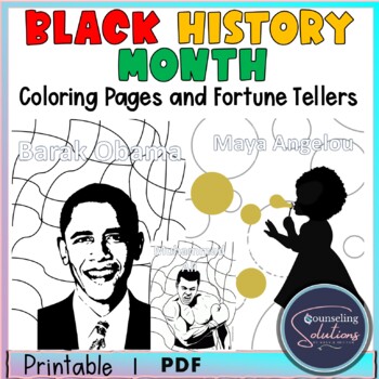 Black History Month Celebration Coloring Pages, Quotes & Fortune Teller 