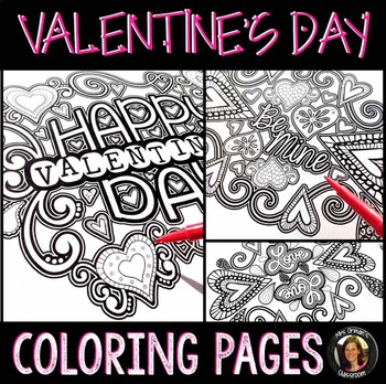 Preview of Valentine's Day Coloring Pages for Adults, Teens