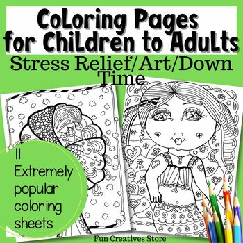 Preview of Coloring Pages for Children to Adults- Stress Relief/Art/Down Time