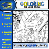 Coloring Pages for Middle School/Upper Elementary Kids! 30 Pages!