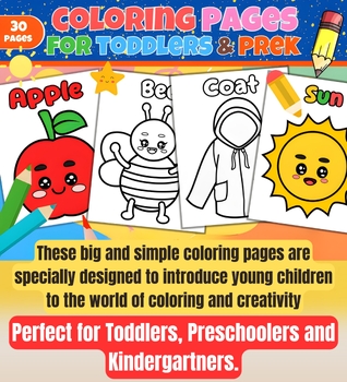 Preview of Coloring Pages for perfect for toddlers, preschoolers and kindergartners.