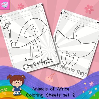 Preview of Coloring Pages Animals in Africa Set 2, Worksheet