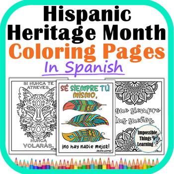 Preview of Coloring Pages with Inspirational Quotes in Spanish for Hispanic Heritage Month