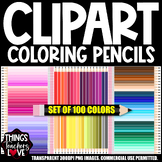 Coloring Pencils Clipart Set x100 for Classroom Decor, COM