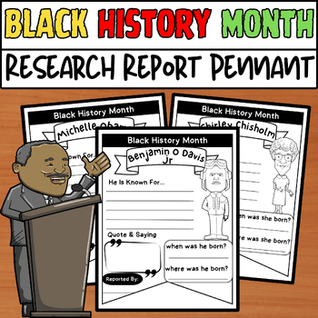 Coloring Pennants for Black History Month Biography Research Poster ...