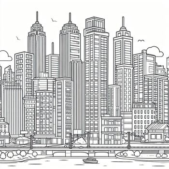 Coloring Picture: Beautiful Skyline by Teacher Sergio | TPT